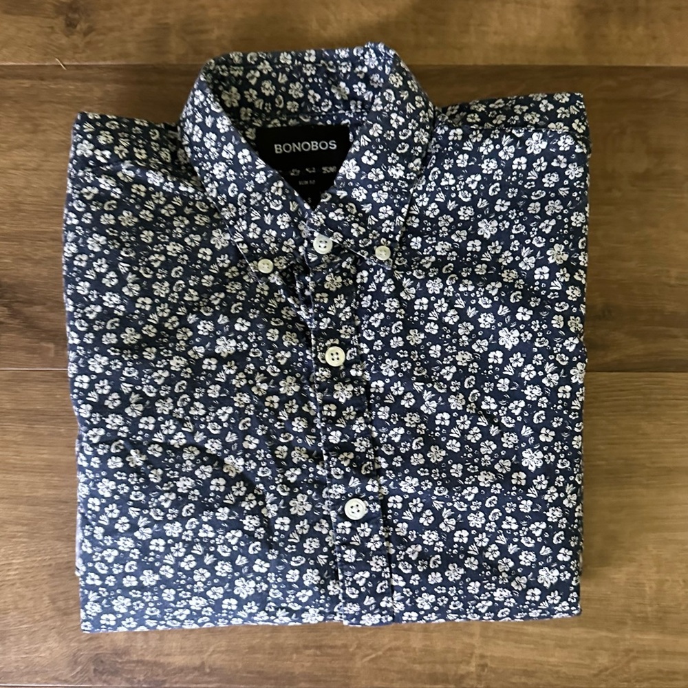 Bonobos Men's Navy Floral Button-Down Shirt